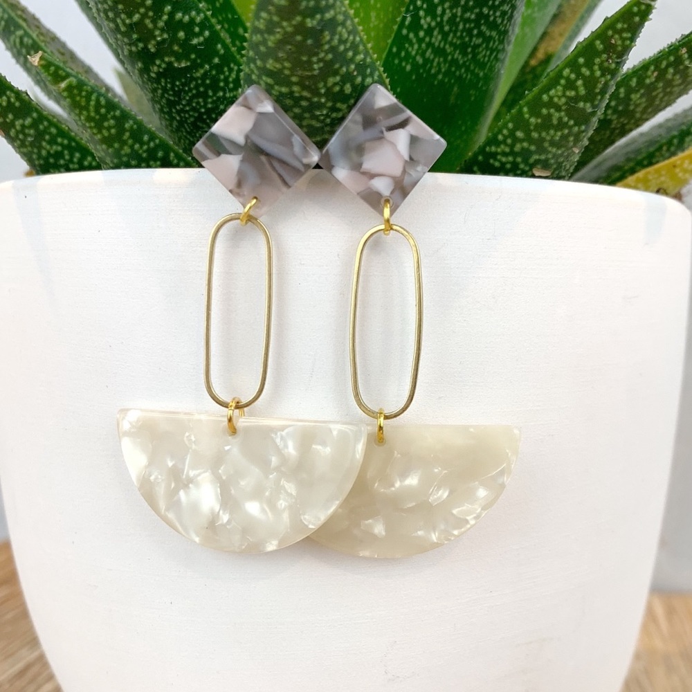 Half Circle Acetate Acrylic Drop Earrings